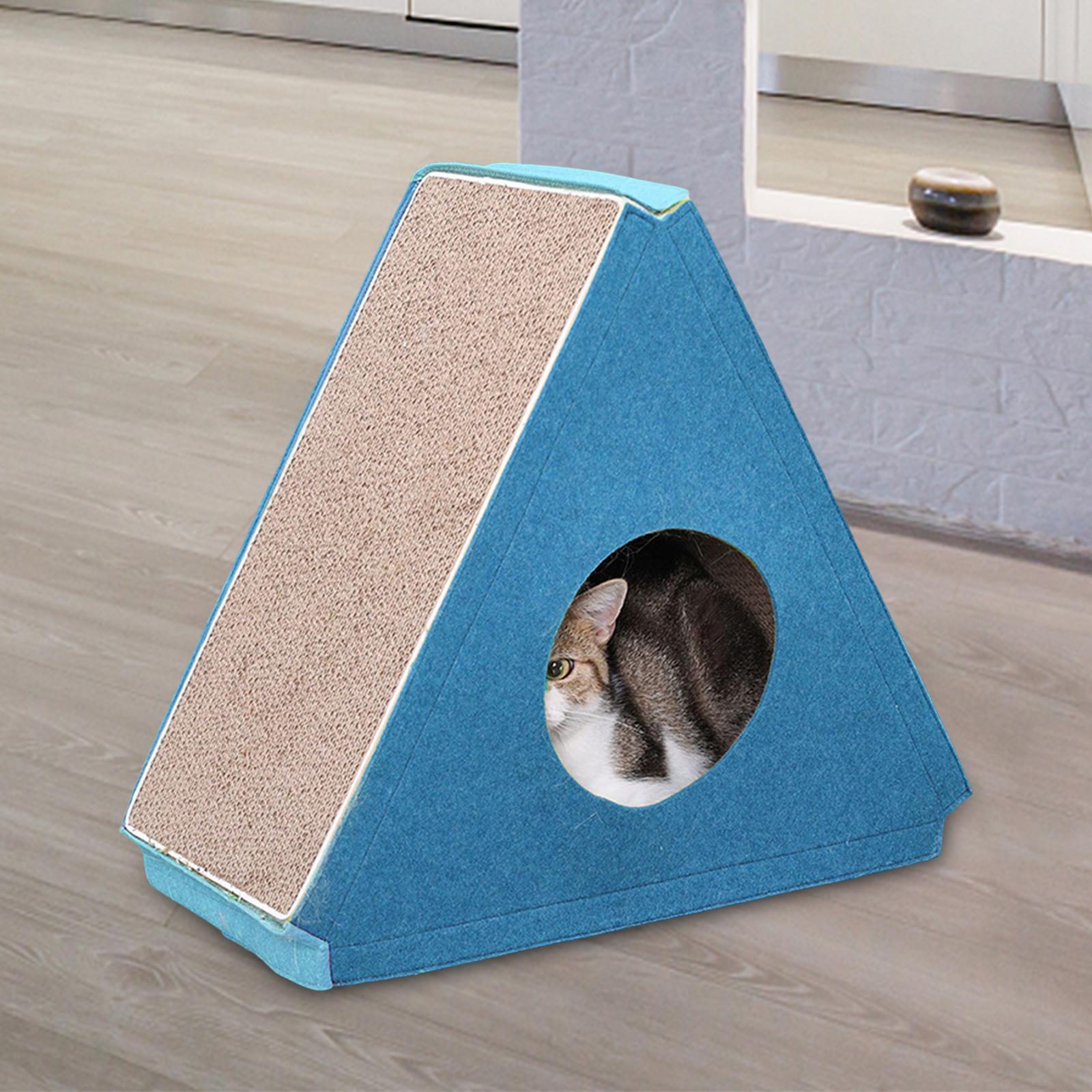 Triangle Cat Scratching Pad Lounge Bed Durable Pet Cat Toy Cat Claw Scratching Board Cat Scrabball Prevent Damage to Cardboard Furniture for Exercise ， Blue