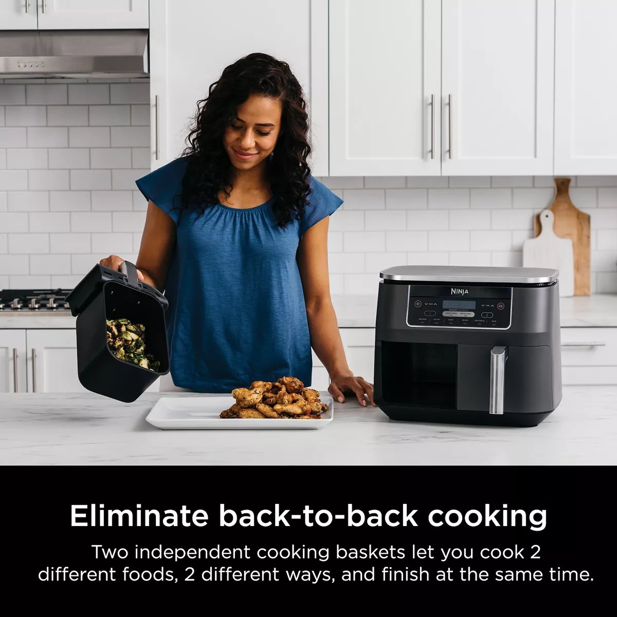 Ninja Foodi 8 qt. Original Dualzone， 2-Basket Air Fryer with 6 Functions