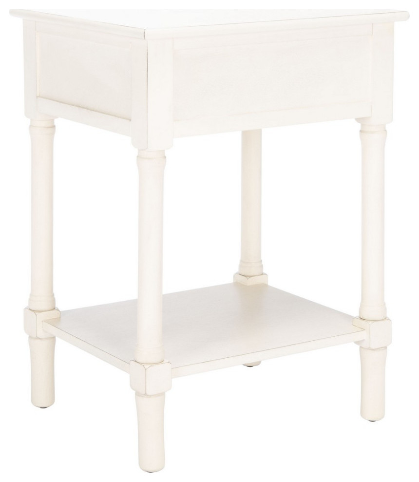 Dixa One Drawer Accent Table Distress White   French Country   Side Tables And End Tables   by AED Luxury Home Decor  Houzz