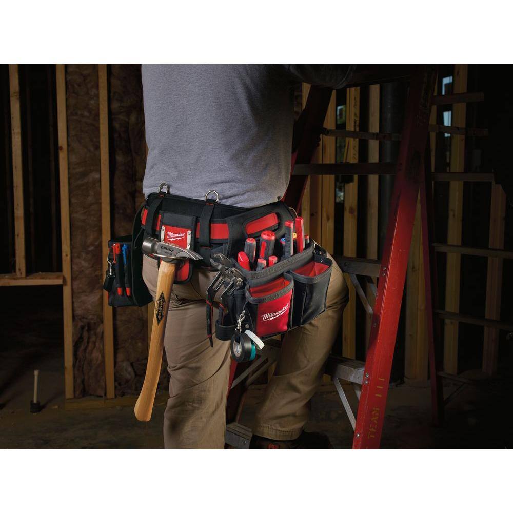 MW Adjustable Electricians Work Belt with 19 oz. Hickory Framing Hammer 48-22-8110-48-22-9419