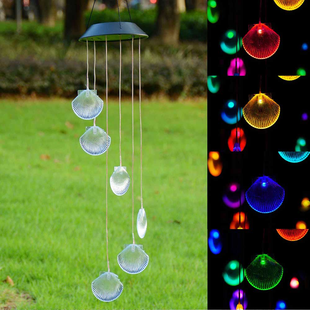 Yescom Solar LED Wind Chime Color Changing Decor Light Shell