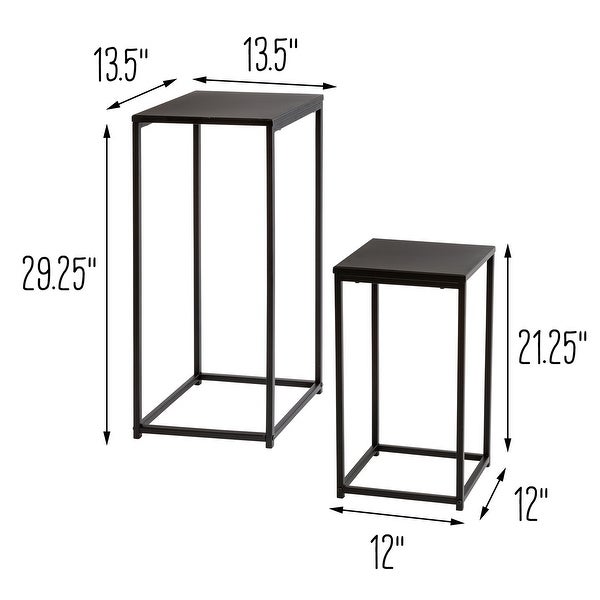 Set of 2 Square Side Tables， Black