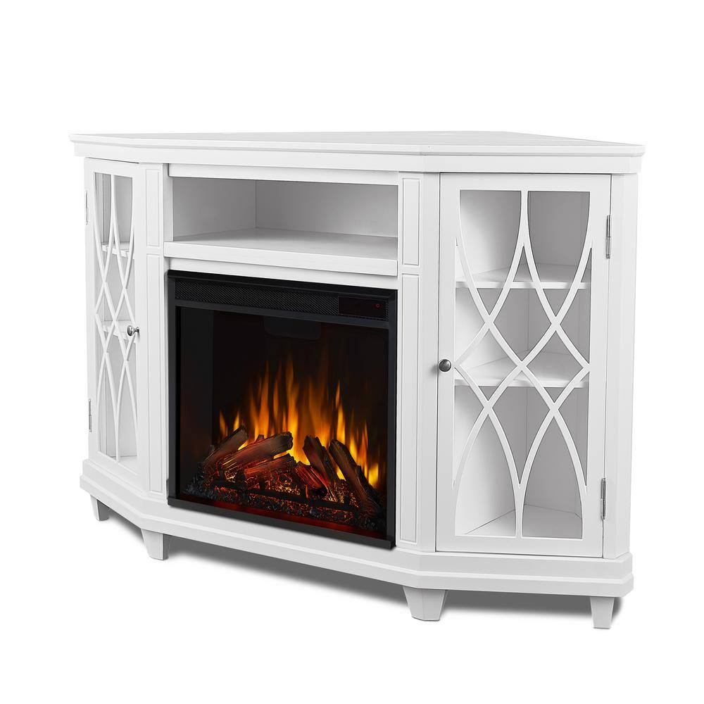 Real Flame Lynette 56 in. Corner Electric Fireplace in White 1750E-W