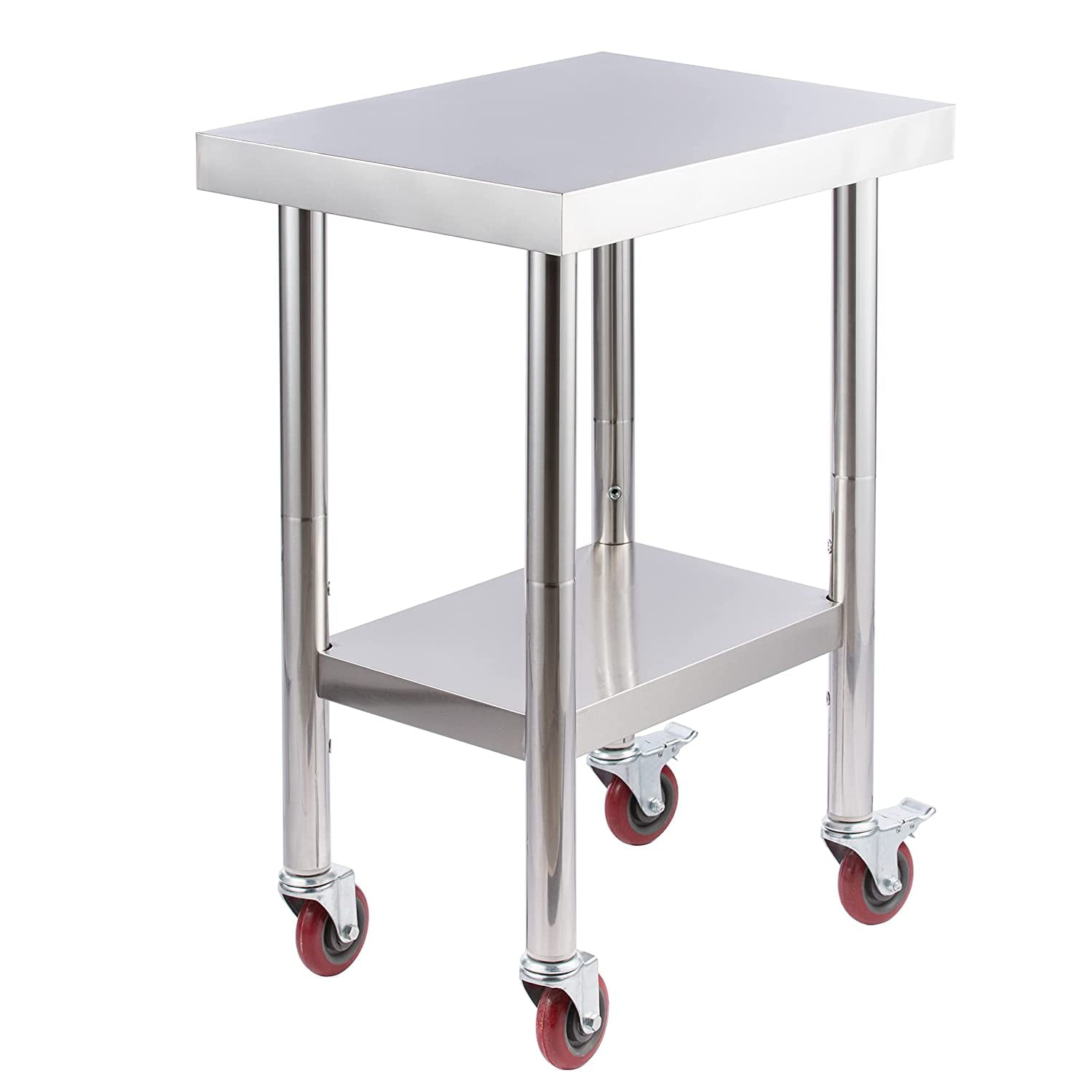 TECSPACE Stainless Steel Work Table with Wheels 30x12， Commercial Heavy Duty Work Table with Under Shelf and Casters， Prep and Work Table for Home Kitchen Restaurant