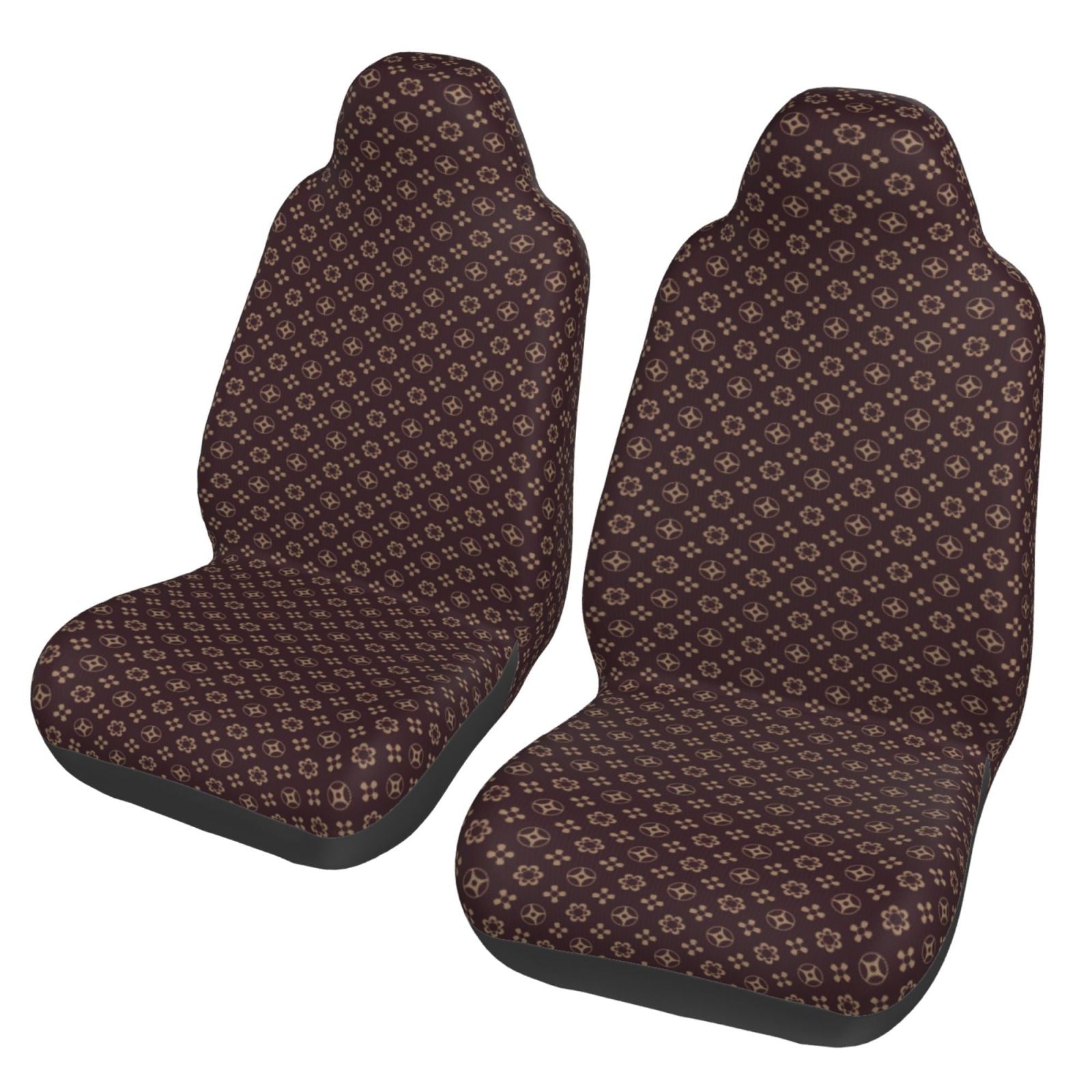 TEQUAN Front Seat Covers， Traditional Classic Decoration Elements Pattern 2 Piece Car Seat Cover Fit Most Car SUV Truck Van