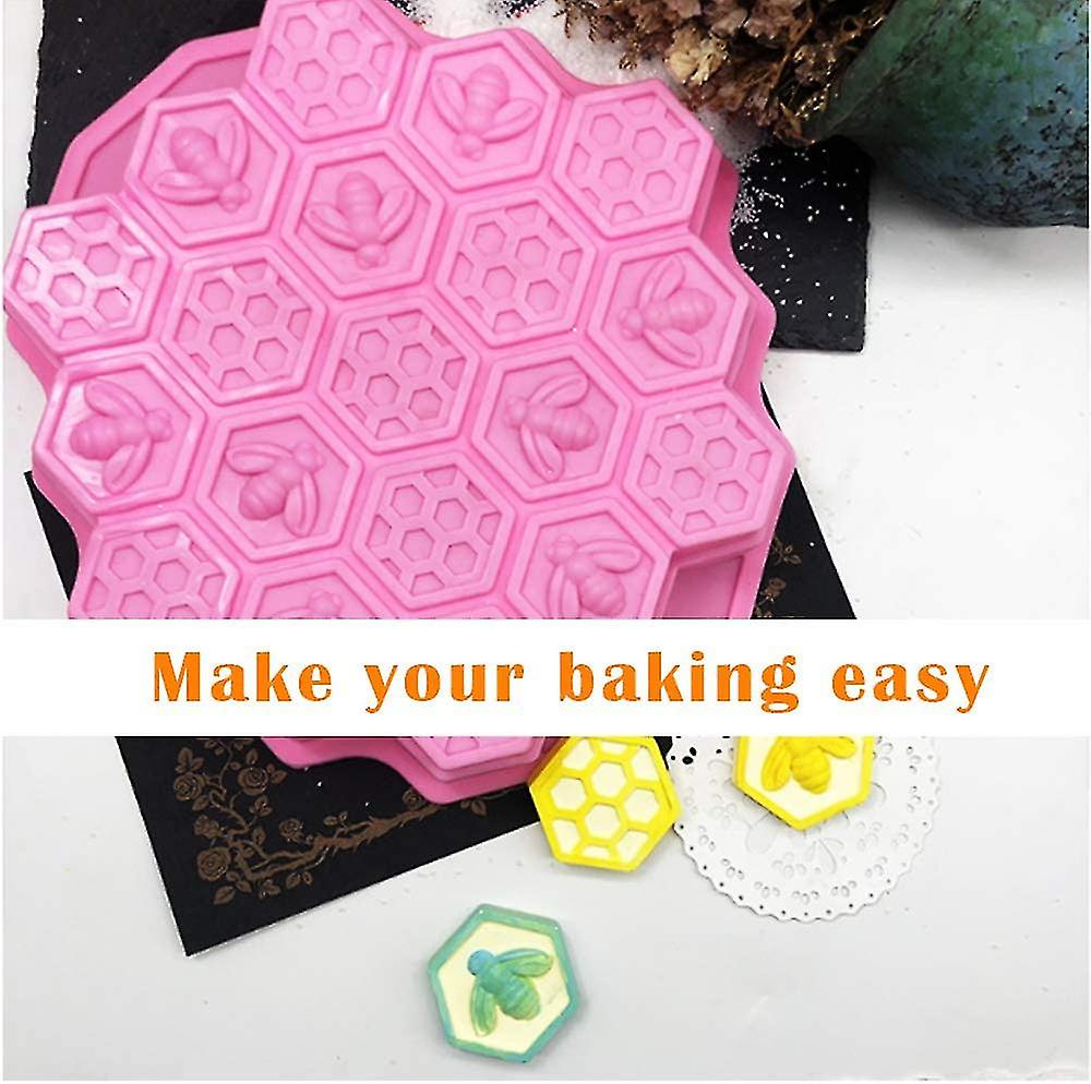 Pcs Honeycomb Silicone Mold， 19 Cells Ice Cream Jelly Chocolate Silicone Cake Mold， Muffin Biscuit Molds Diy Craft Purple and Pink