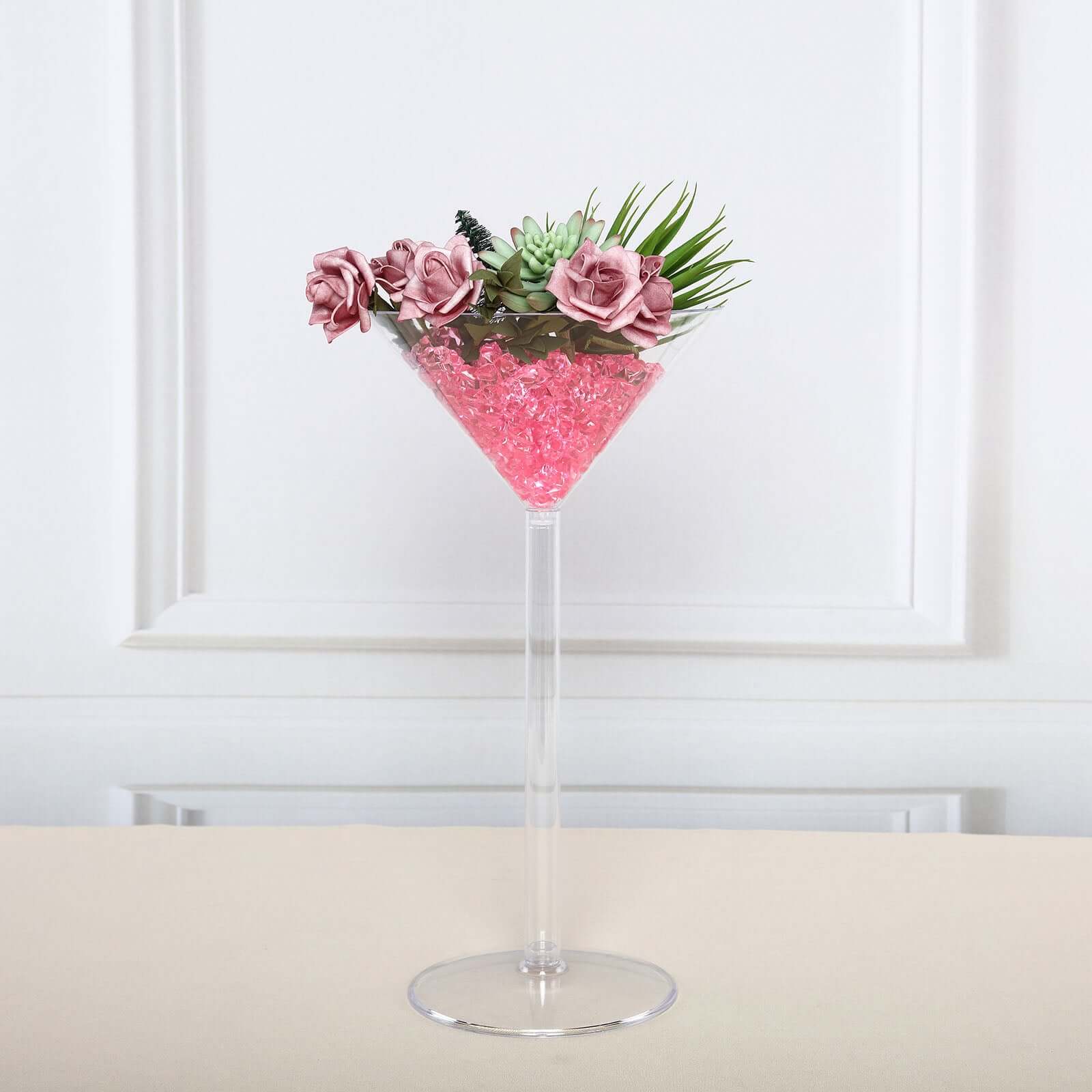 4 Pack Clear Plastic Martini Glass Flower Vases, Wedding Centerpieces 18