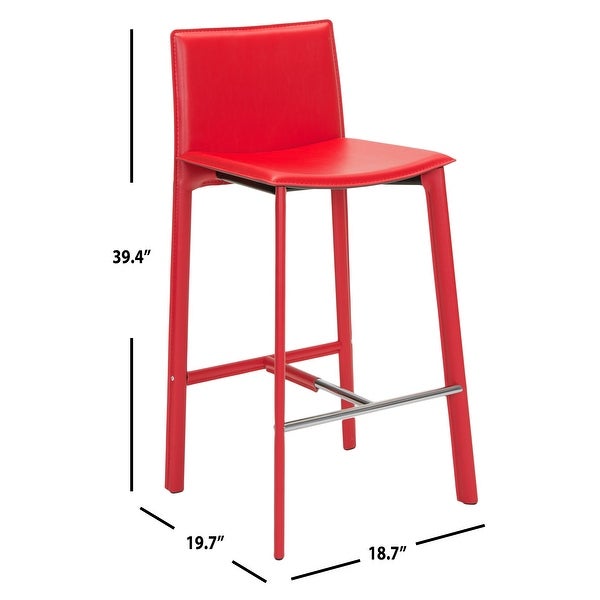 SAFAVIEH Mid-Century 28.5-inch Madison Red Leather Bar Stool (Set of 2) - 18.7