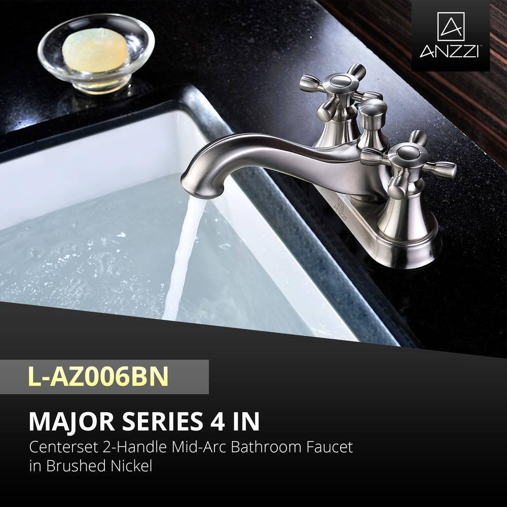 ANZZI Major Series 4 in Centerset 2Handle MidArc Bathroom Faucet in Brushed Nickel