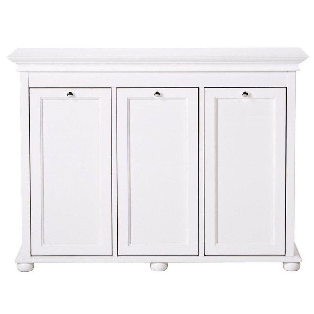 Home Decorators Collection Hampton Harbor 37 in. Triple Tilt-Out Hamper in White BF-20939-WH