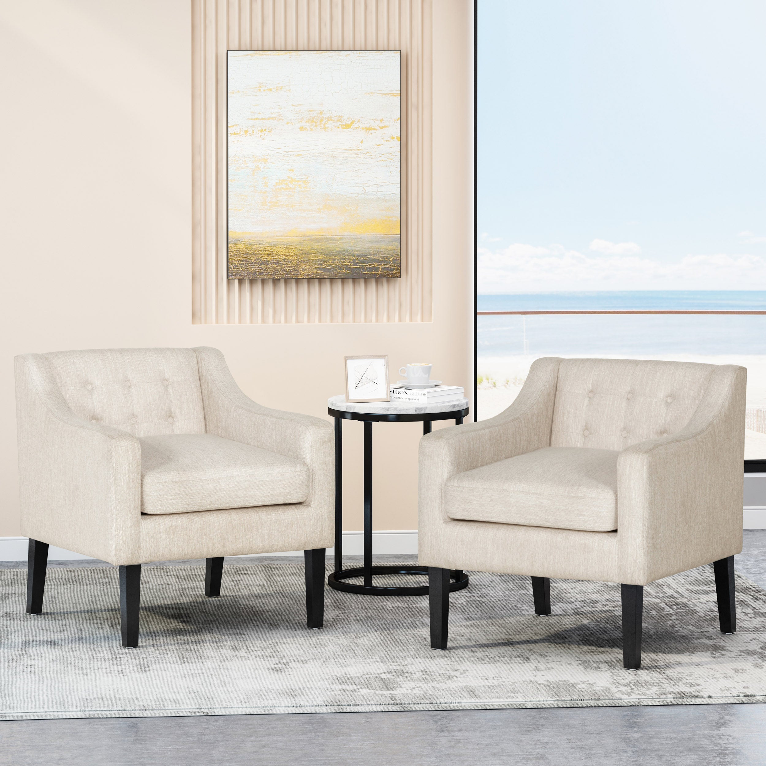 Aragon Contemporary Fabric Tufted Accent Chairs, Set of 2