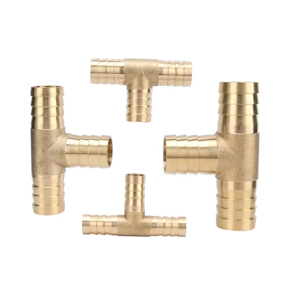 T Shape Brass Barbed Hose Fitting 3 Way Brass Joint 6/8/10/12/14/16/19mm Quick Tee Connector