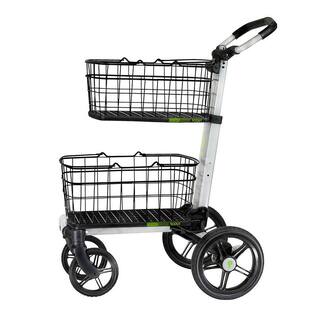 Scout Cart Scout Fold Cart with Removable Baskets Transport Tray Swivel-Front and 10 in. Rear Wheels Rubber Tires SCV2T