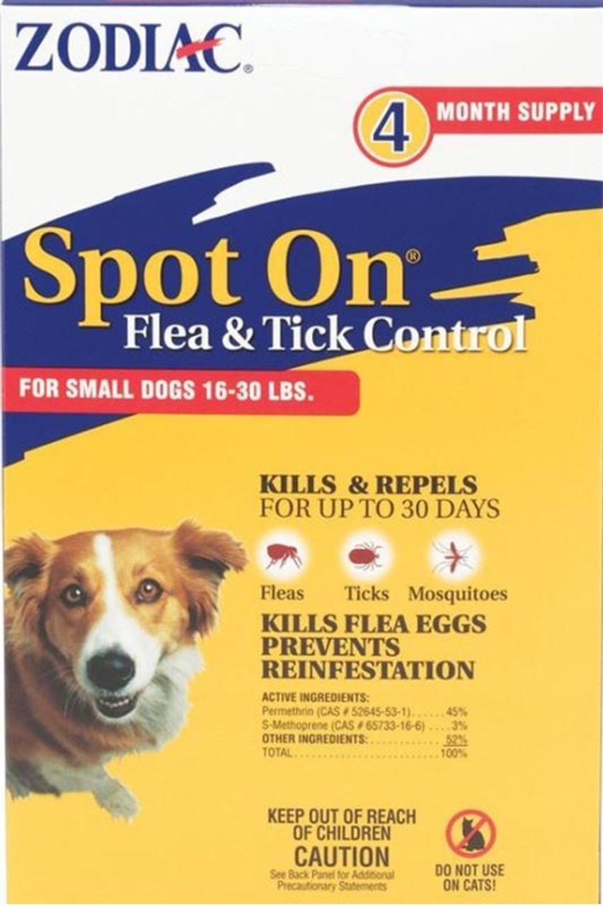 Zodiac Spot On Flea and Tick Control for Dogs 16-30 Pounds， 4 Pack