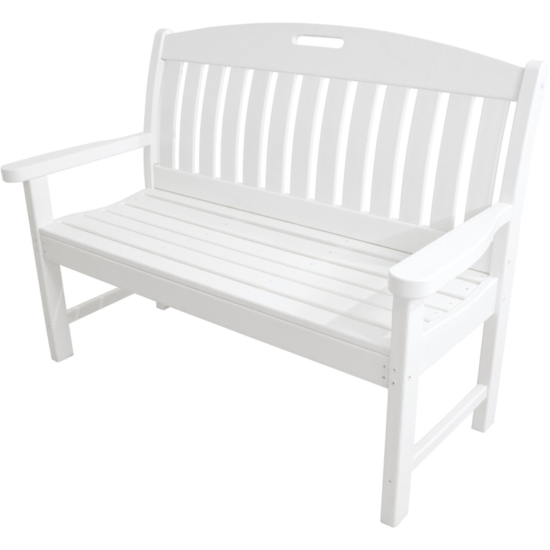 Hanover White Wood Avalon Porch Bench 37.5 in. H X 48 in. L X 51.75 in. D