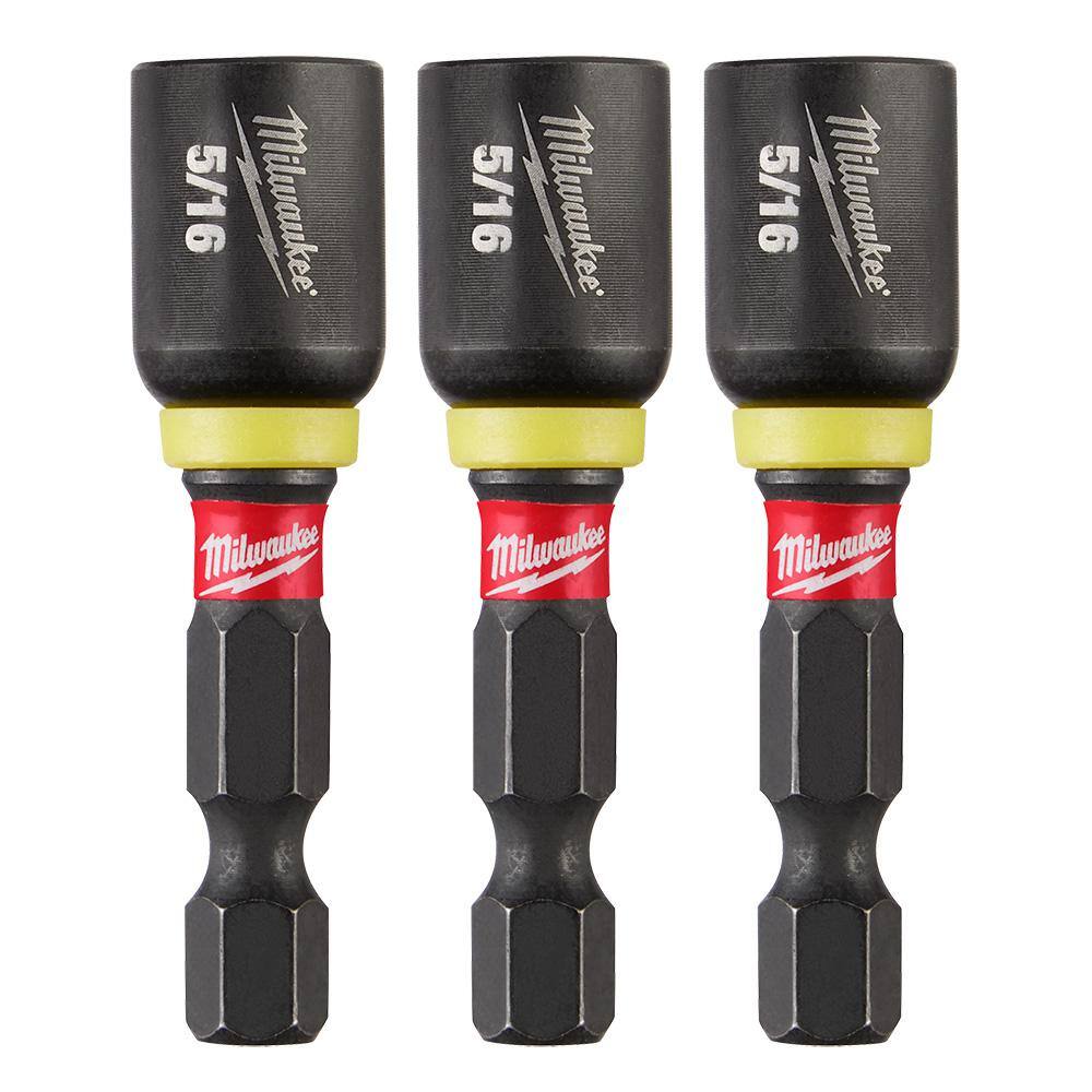 MW SHOCKWAVE Impact Duty 516 in. x 1-78 in. Black Oxide Magnetic Nut Driver Drill Bit (3-Pack) 49-66-4523