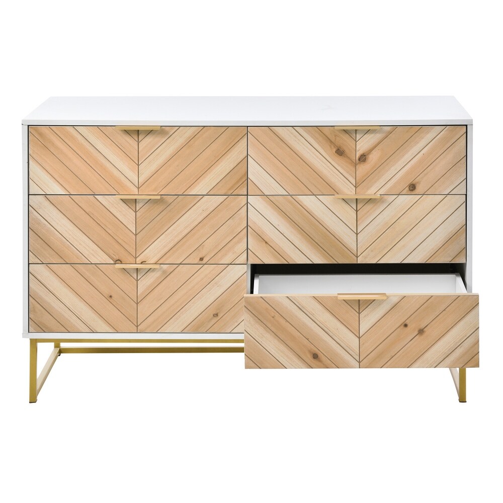 Modern 6 Drawer Dresser with Metal Leg and Handle for Bedroom   Space Saving and Sturdy Construction