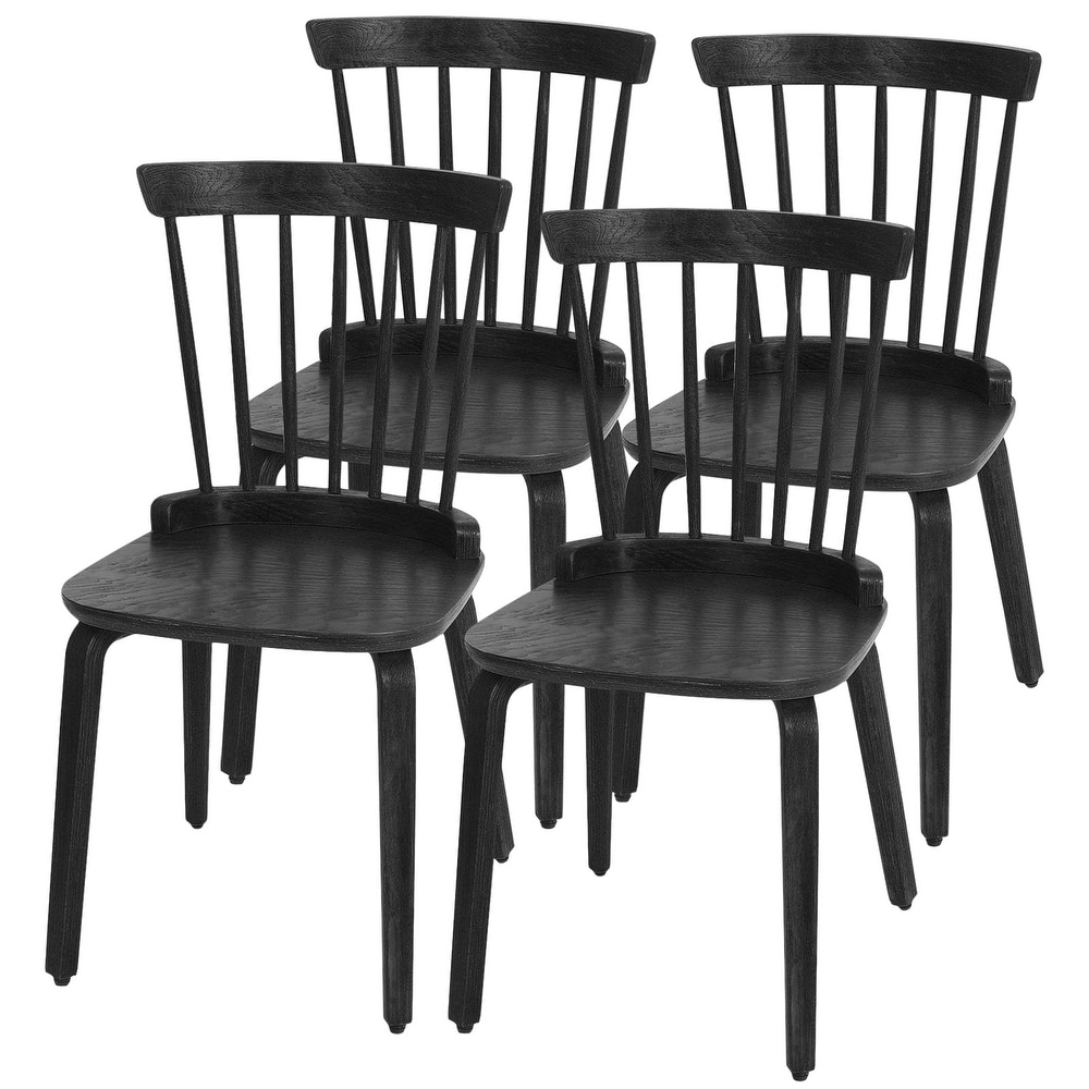 Farmhouse Spindle back Windsor Dining Chairs with Bentwood Legs  Black   33.5\