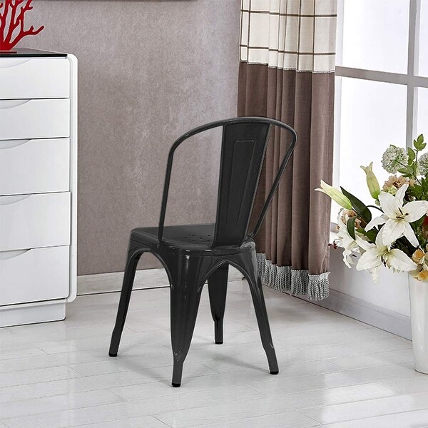 Metal Dining Chairs， Industrial Kitchen and Dining Room Sets， Classic Chairs with Backrest (Black， Set of 8) - as picture