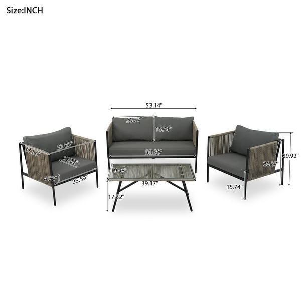 4Piece Metal Patio Conversation Set