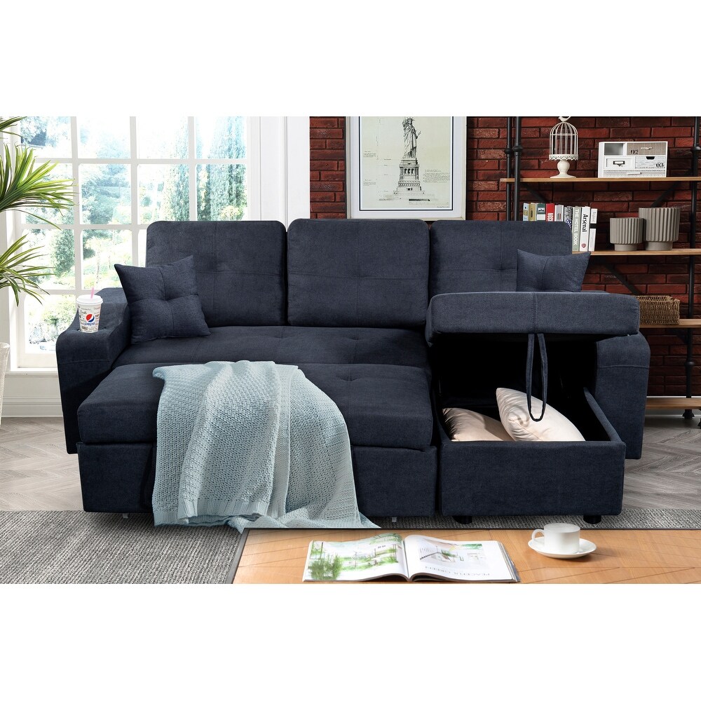 Right facing Sectional Sofa with Footrest  Convertible Corner Sofa with Armrest Storage