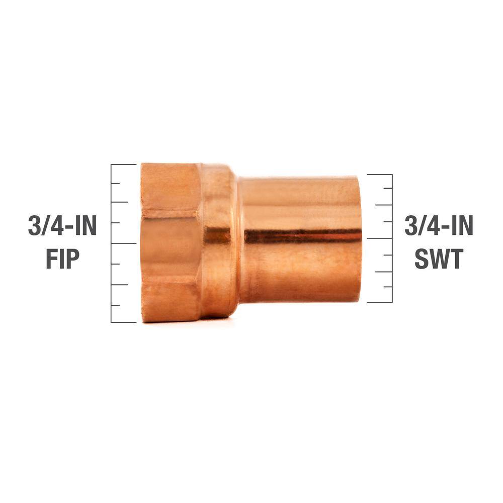 Everbilt 34 in. Copper Pressure Cup x FPT Female Adapter Fitting W 01246EB