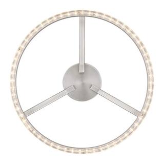 SMRTLite by NBG HOME 15.75 in. Brushed Nickel Integrated LED Semi-Flush Mount with Bubble Shade DS18780