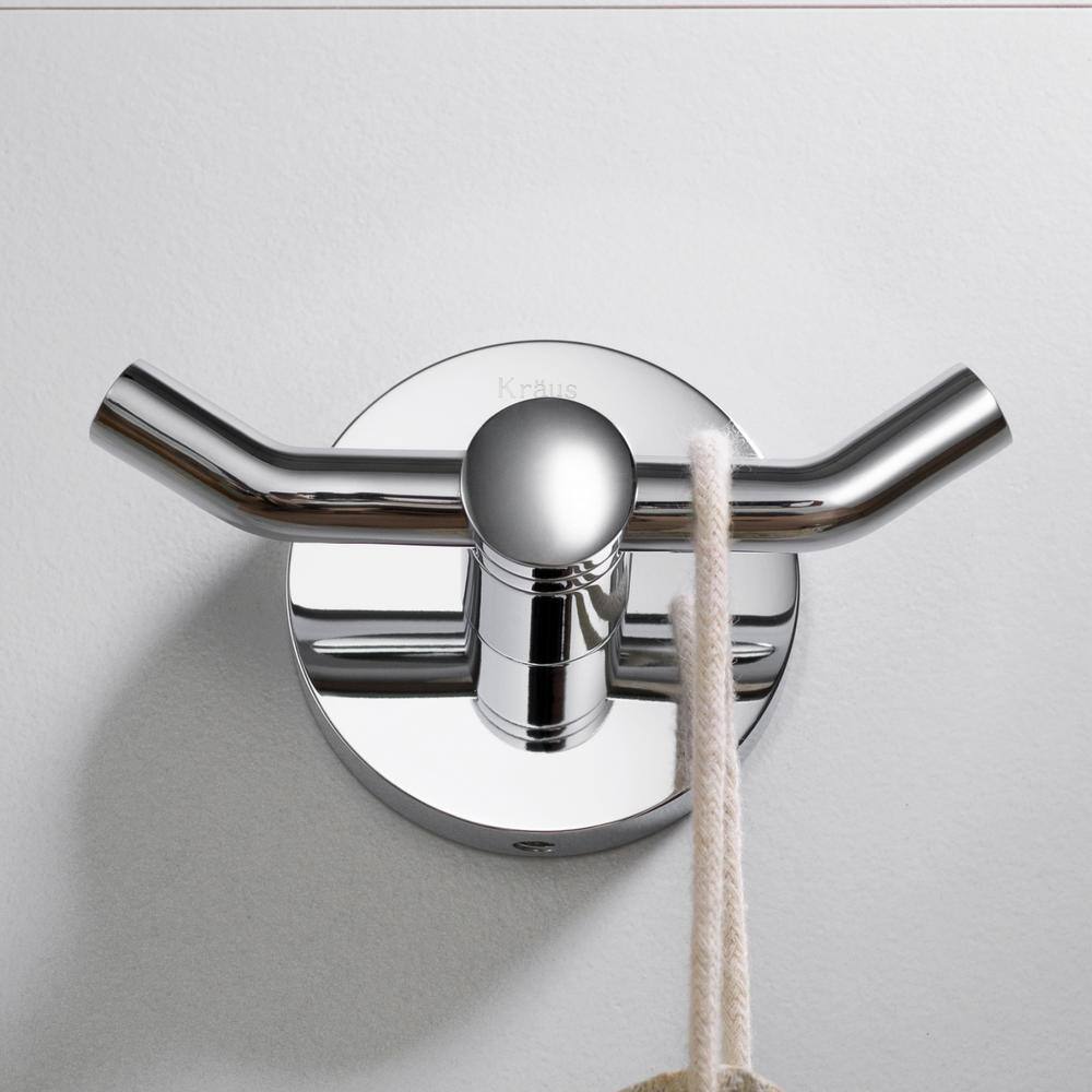 KRAUS Elie Bathroom Robe and Towel Double Hook in Chrome KEA-18802CH