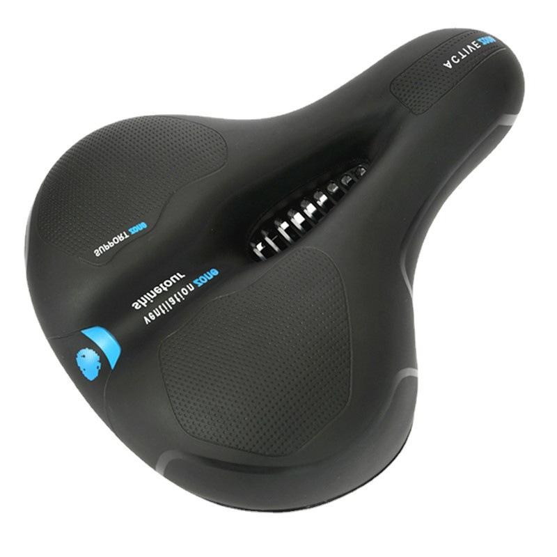 Wide Bicycle Seat Thick Bike Saddle Cycling Men Black Leather Outdoor Parts