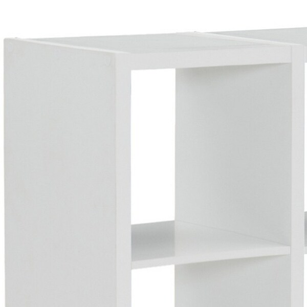 30 Inch Wooden Four Cubby Storage Cabinet， White