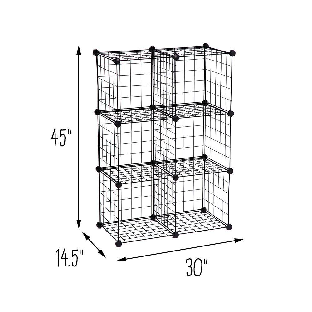 Honey-Can-Do 43 in. H x 29 in. W x 14.5 in. D Black 6- Cube Organizer SHF-09484