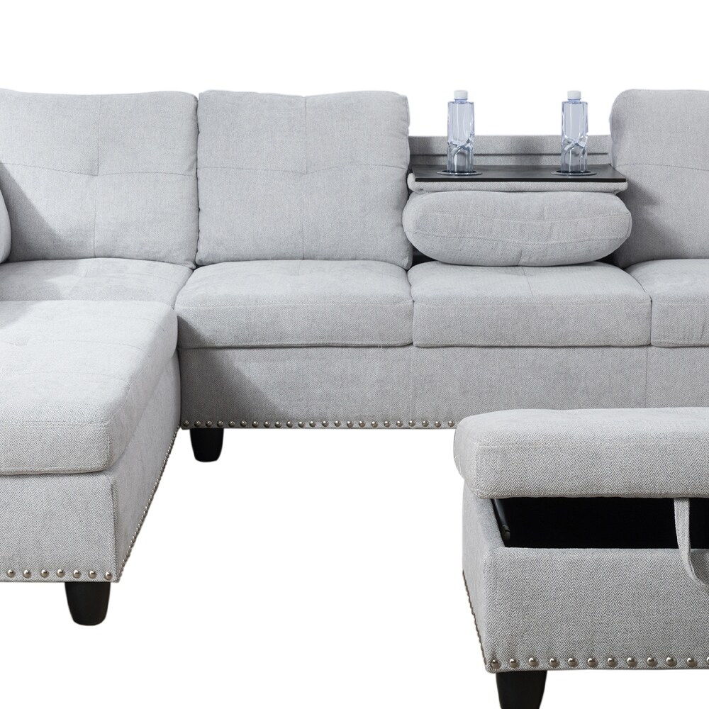 Sectional Sofa Set w/ Drop Down Table