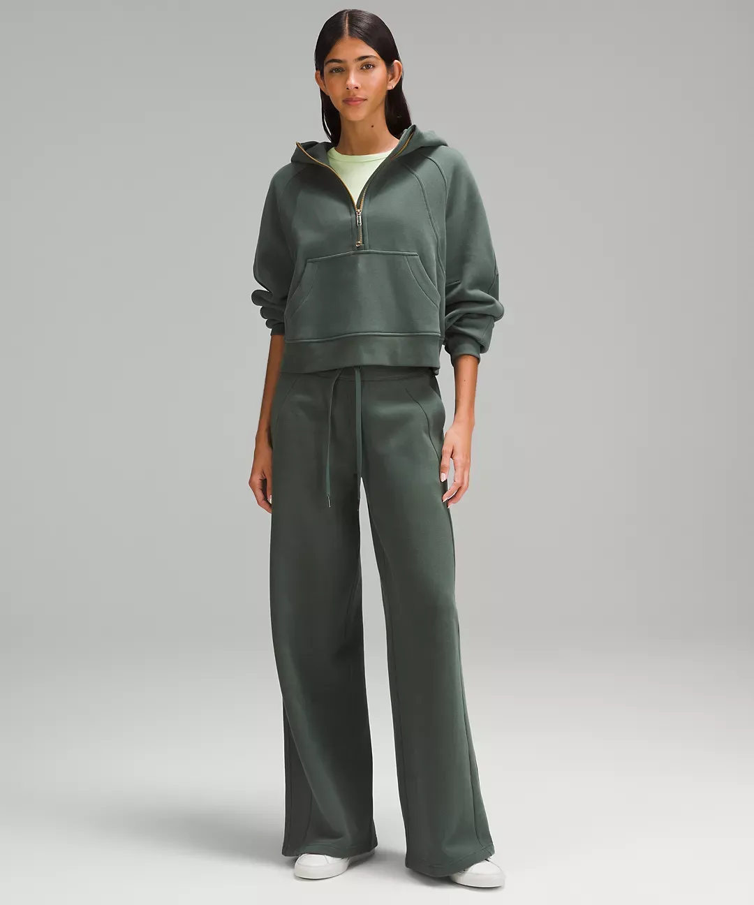 Scuba Mid-Rise Wide-Leg Full Length Pant