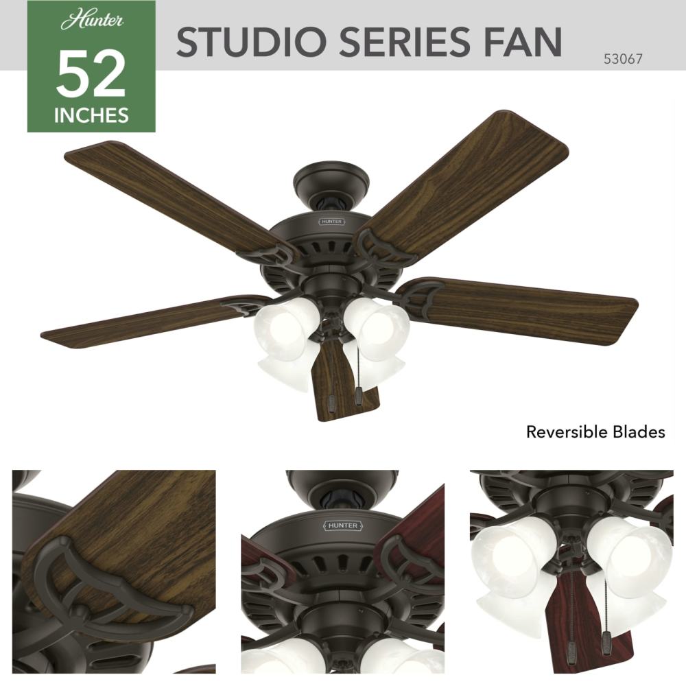 Hunter Studio Series Ceiling Fan 52 New Bronze Cherry/Walnut ;