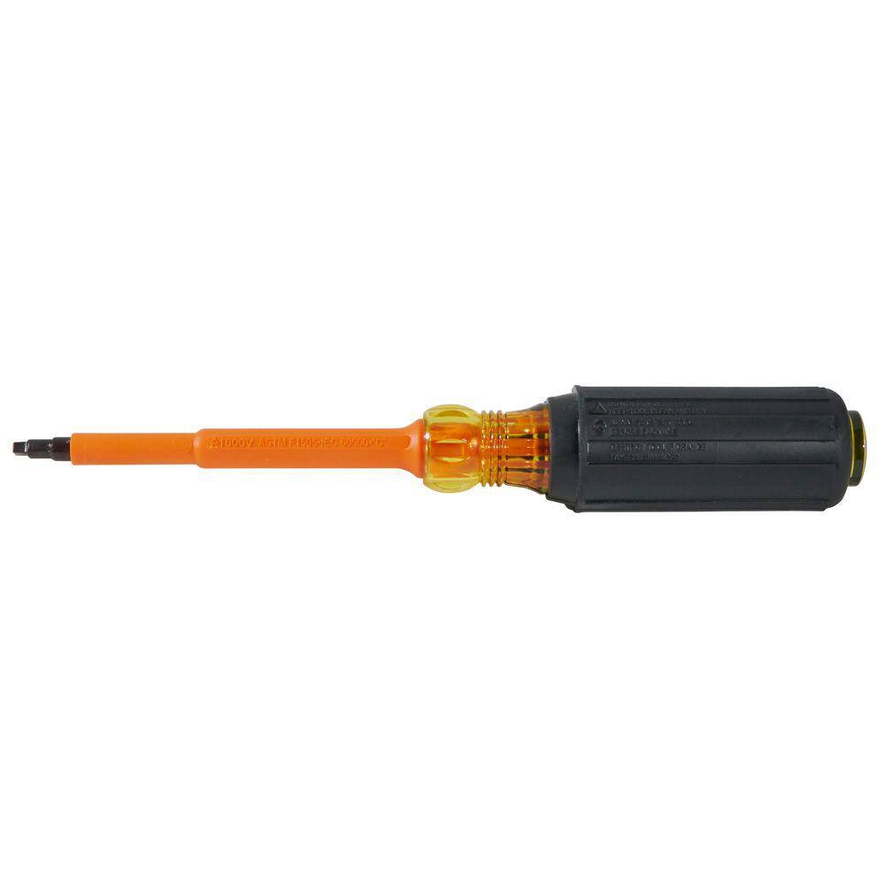 Klein Tools #2 Insulated Square-Recess Tip Screwdriver with 4 in. Round Shank and Cushion Grip Handle 662-4-INS