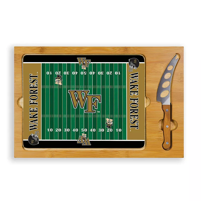 Picnic Time Wake Forest Demon Deacons Icon Glass Top Cutting Board and Knife Set