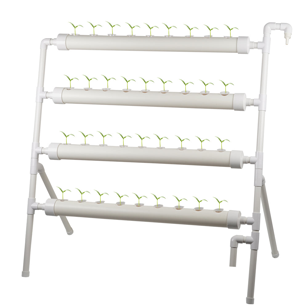 Hydroponics Growing Site 4 Layers PVC Pipes 36 Sites Hydroponic Gardening Growing System with Water Pump， Pump Timer， Planting Basket， Water Pipe， and Sponge