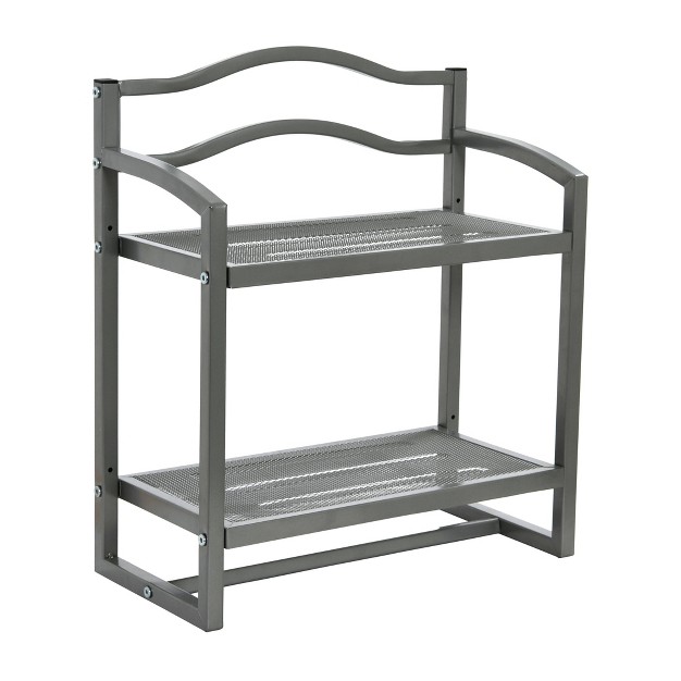 Household Essentials 2 Tier Metal Wall Mount Bathroom Storage Rack Silver