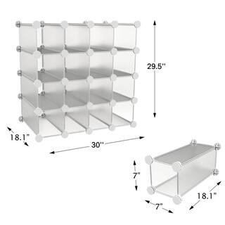 Lavish Home 29.5 in. H x 18.1 in. W x 30 in. D Metallic Metal 16-Cube Organizer HW0500039