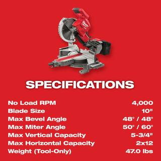 MW M18 FUEL 18V Lithium-Ion Brushless Cordless 10 in. Dual Bevel Sliding Compound Miter Saw (Tool-Only) 2734-20