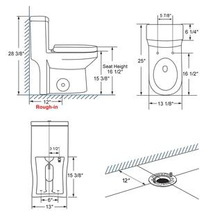 Hanikes One-Piece 1.11.6 GPF Dual Flush Round Toilet in White Soft Close Seat Included AR03N