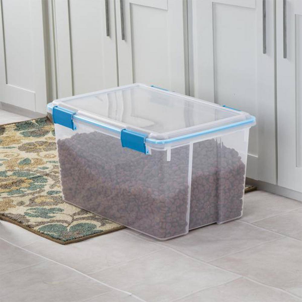 Sterilite 54 Qt. Plastic Stackable Storage Bin with Gasket Latch Lid Clear (4-Pack) 4 x 19344304