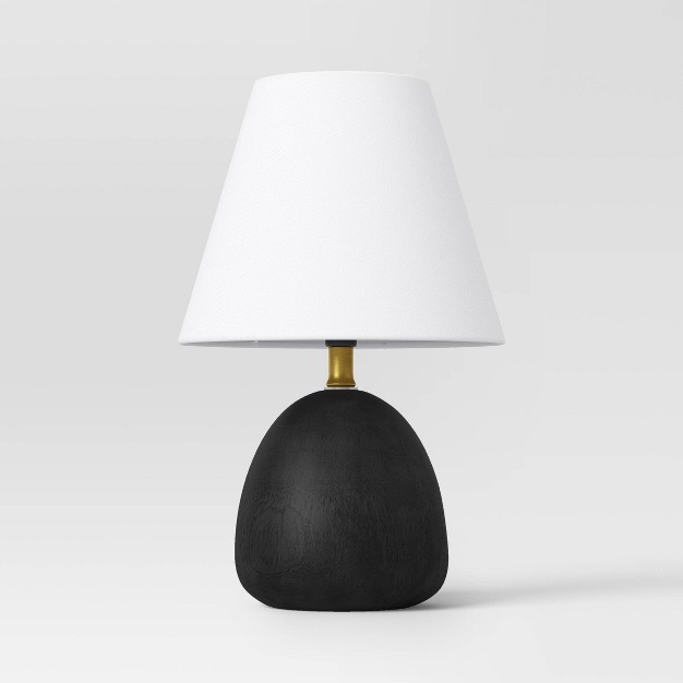 Faux Wood Mini Table Lamp Black