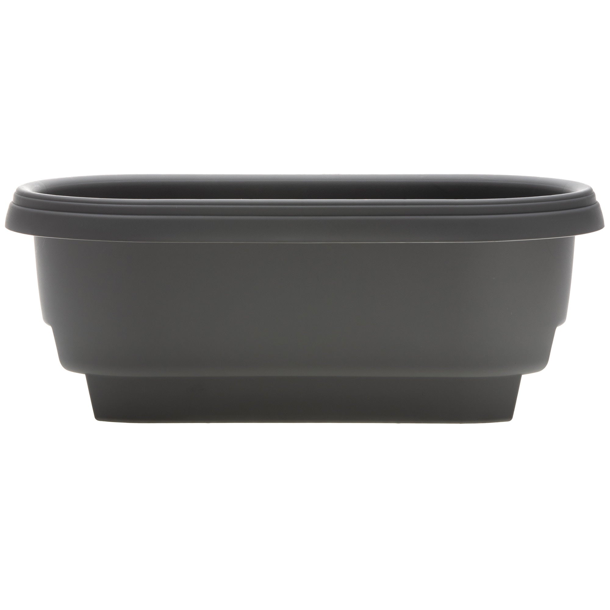 Bloem Modica Deck Rail Round Planter: 24" - Charcoal Gray - Matte Finish, Fits Rail Sizes 4.75"-5.75", Durable Resin Pot, For Indoor and Outdoor Use, Gardening, 4 Gallon Capacity