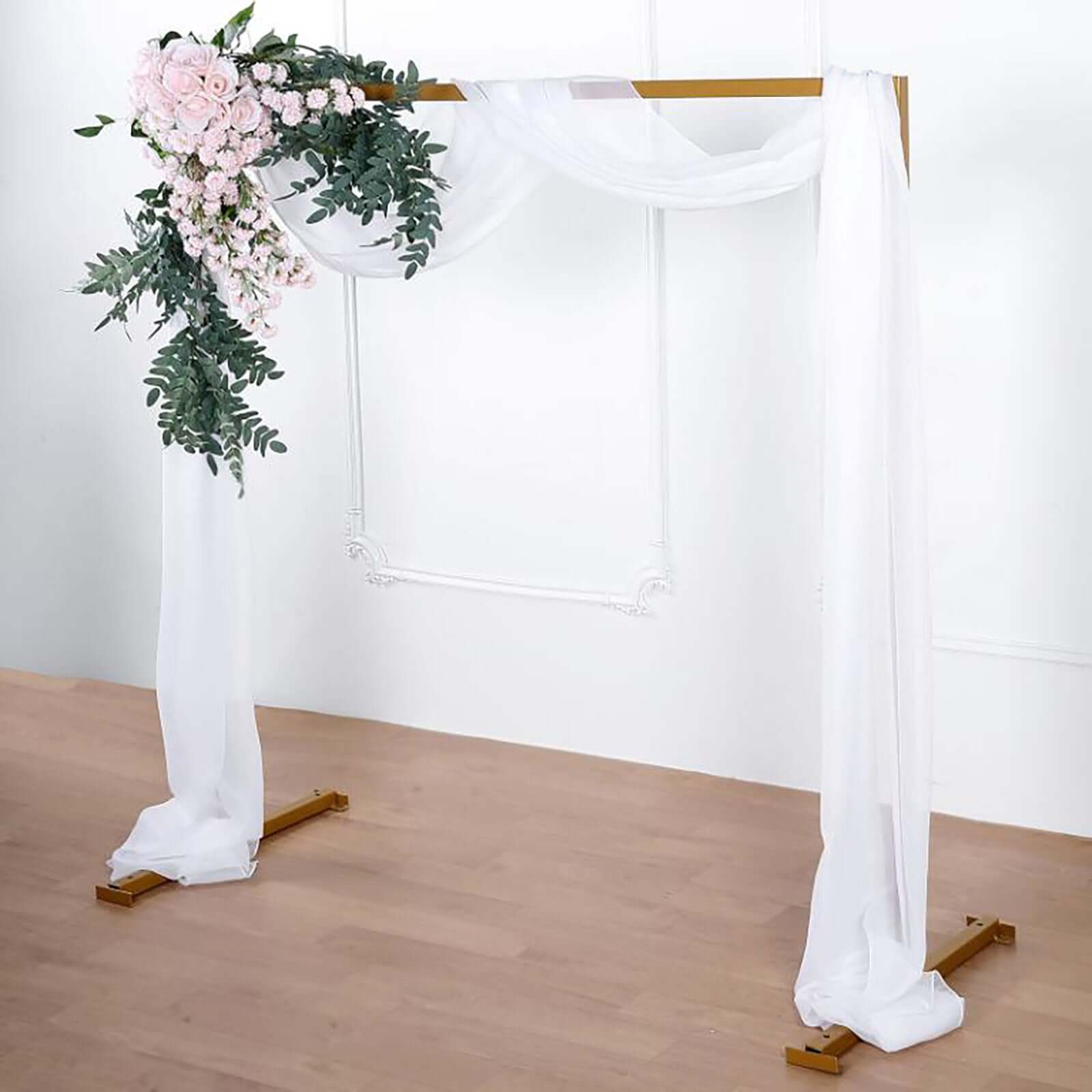 White Sheer Organza Wedding Arch Draping Fabric, Long Curtain Backdrop Window Scarf Valance 18ft