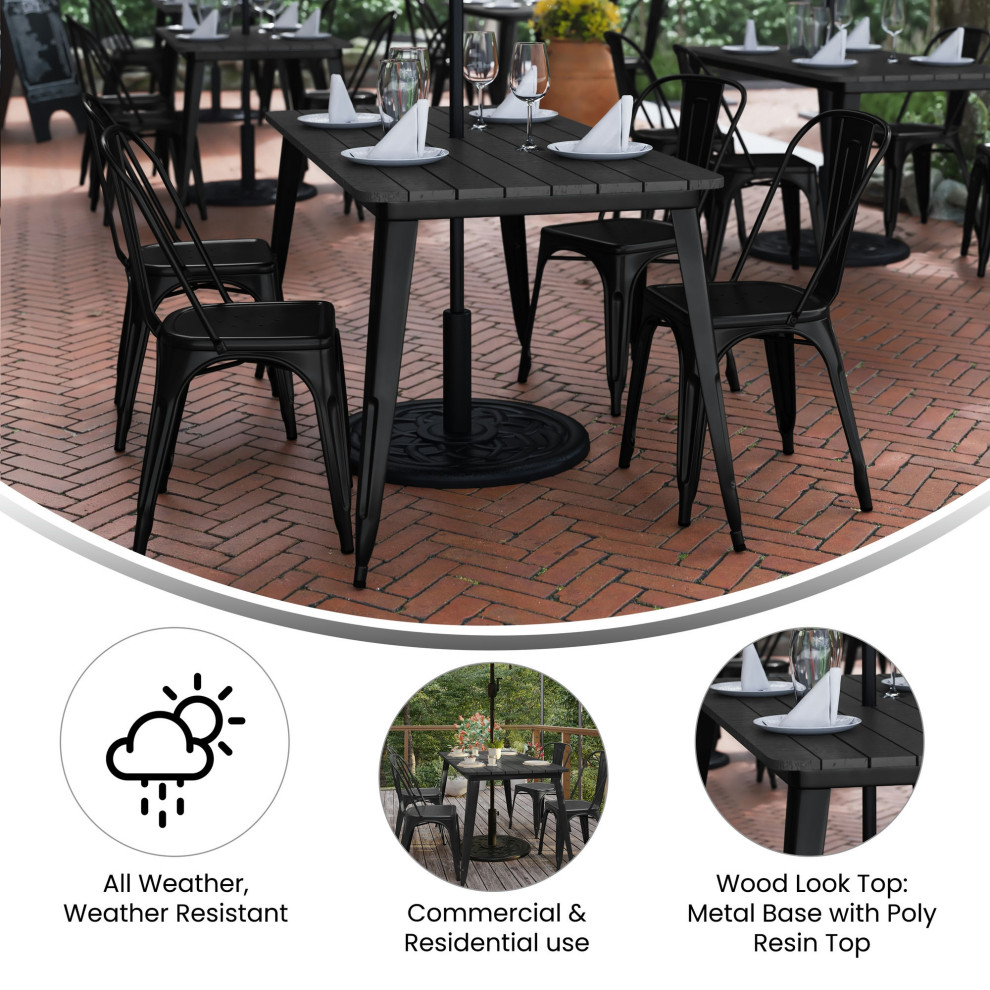 30x60 BK/BK Dining Table   Industrial   Outdoor Dining Tables   by Pot Racks Plus  Houzz