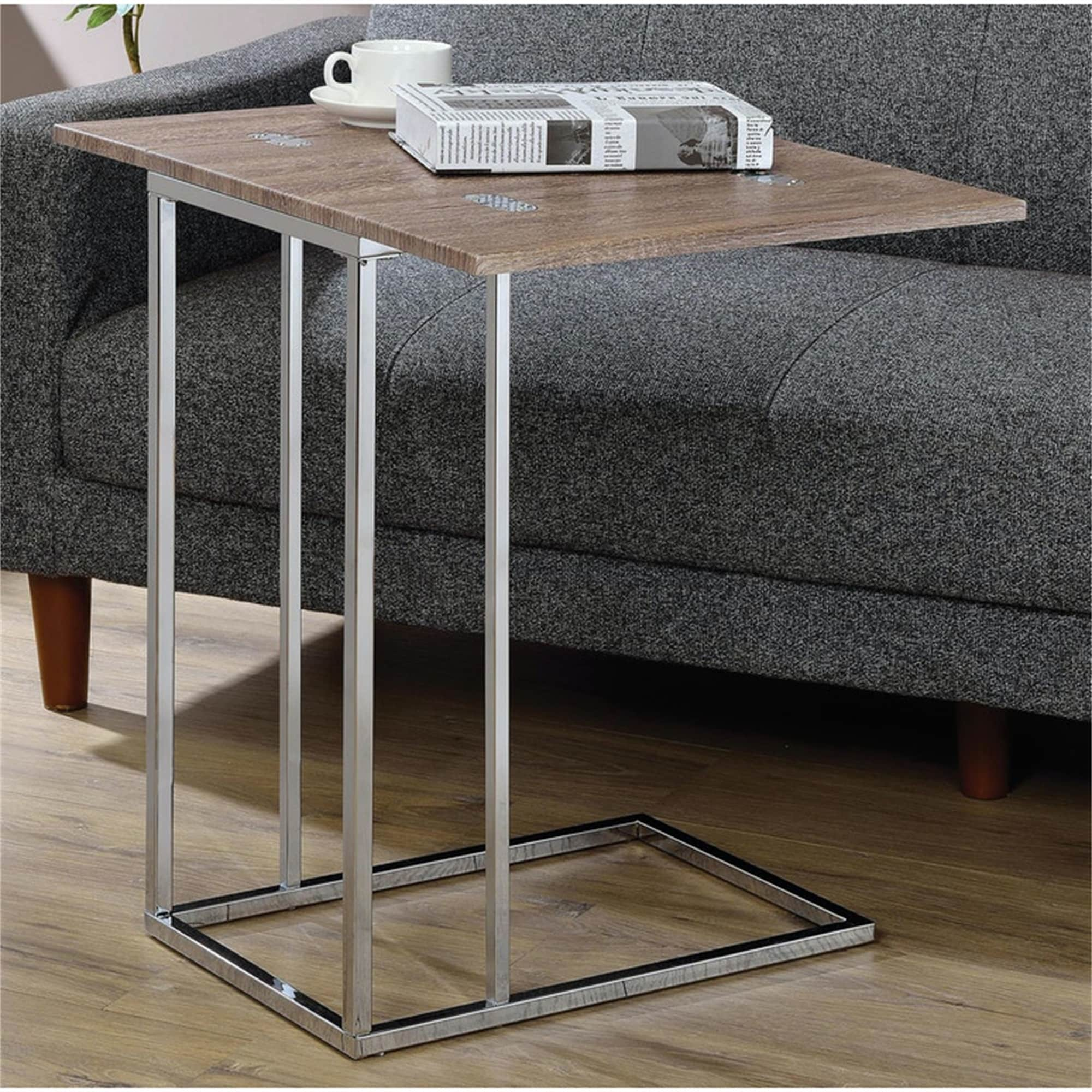 Side Table， Coffee Table Sofa Table with Folding Extension Table Top