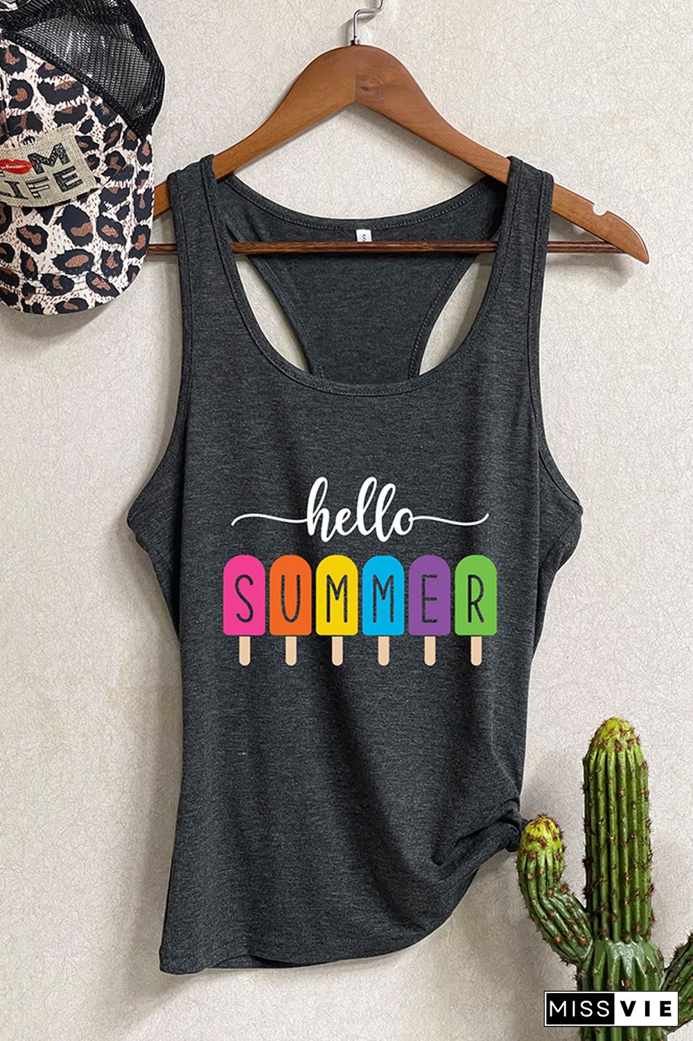 Hello Summer Graphic Tank Top Wholesale