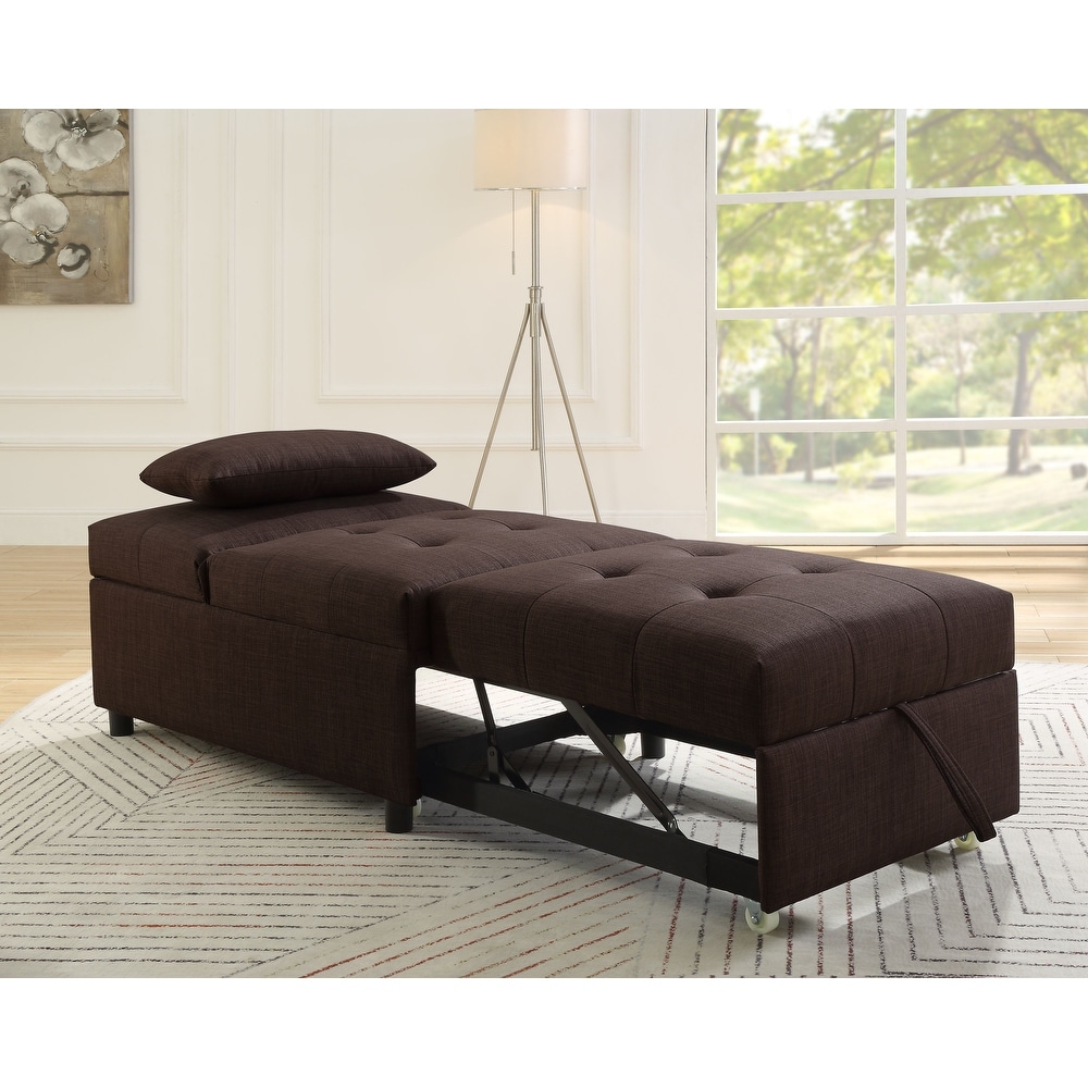 Contemporary Convertible Fabric Folding Sofa Bed  Brown Fabric