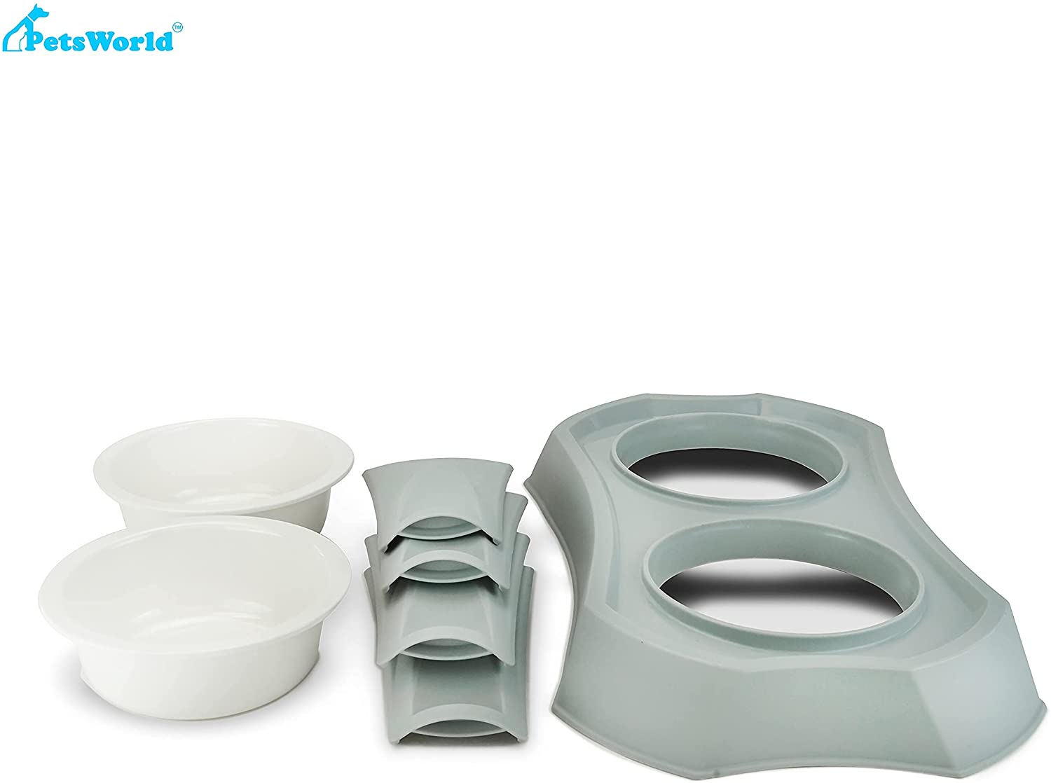 PetsWorld Double Pet Bowl with Elevated Stand for Dogs and Cats with Elevated Stand